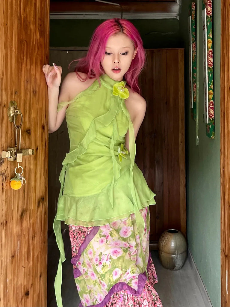 フェアリーコア フローラル ラッフルトップ - Litlookz Studio