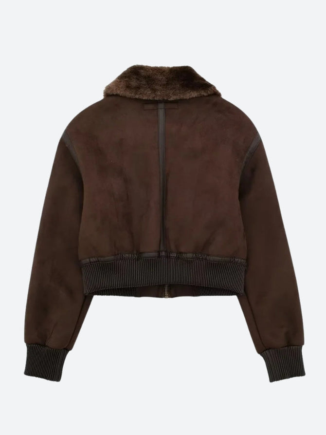 Faux Fur-Trim Zip-Up Jacket