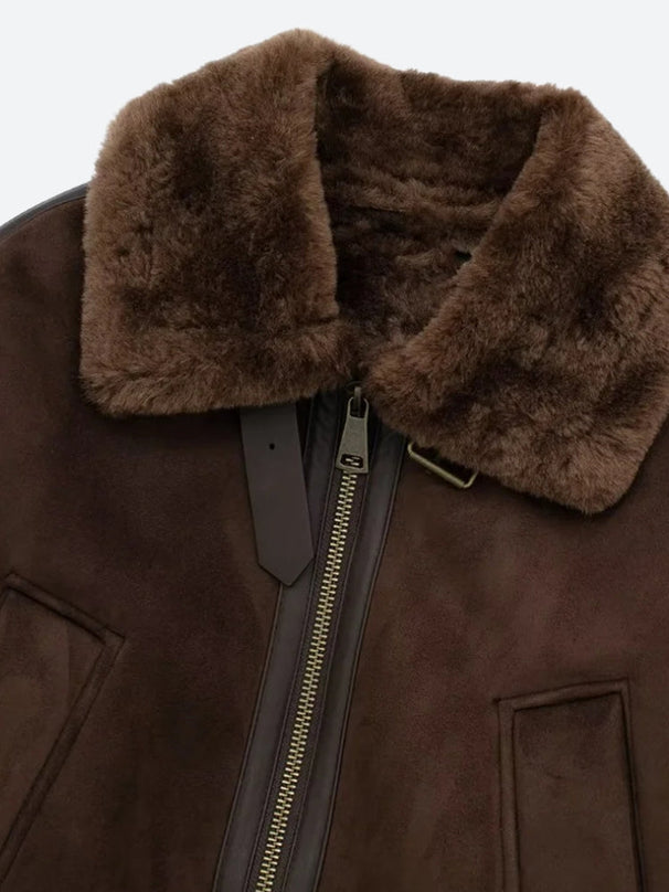 Faux Fur Trimmed Zip-Up Jacket main image 0