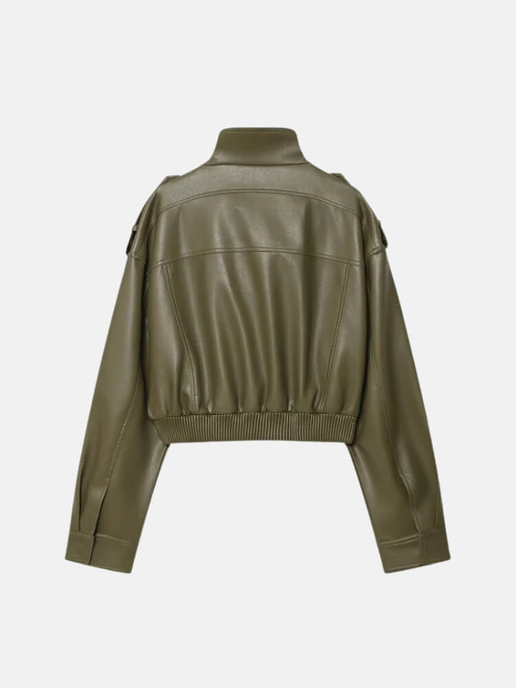 Faux Leather Bomber Jacket