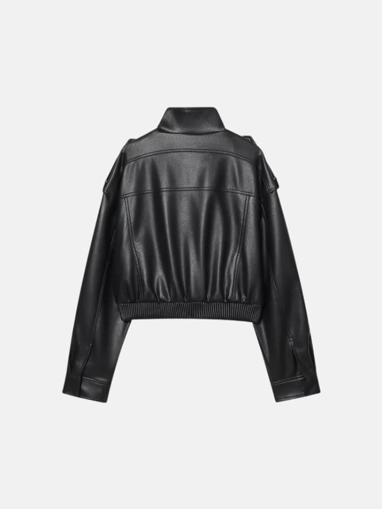 Faux Leather Bomber Jacket