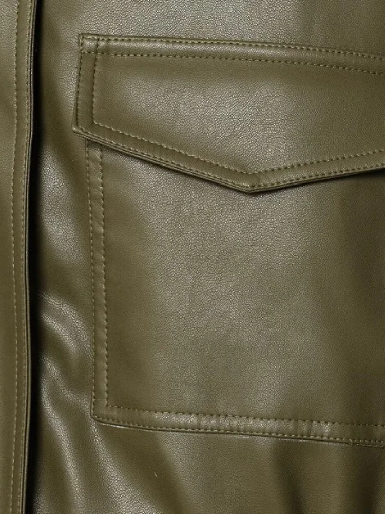 Faux Leather Bomber Jacket