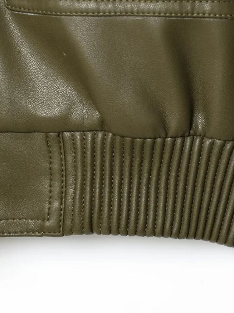 Faux Leather Bomber Jacket