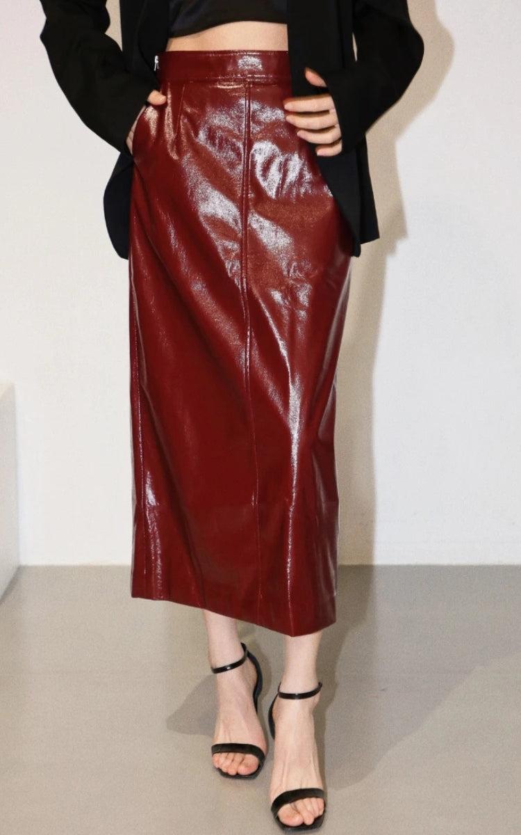 faux leather pencil dress Party Cocktail Brown V-Neck Knee-Length Dress chiclody Mini dresses The Faux Leather Mini Pencil Dress is a sleek and stylish piece that combines edgy fashion with a touch of sophistication Faux Leather Midi Pencil Skirt
