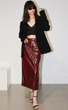 Faux Leather Midi Pencil Skirt