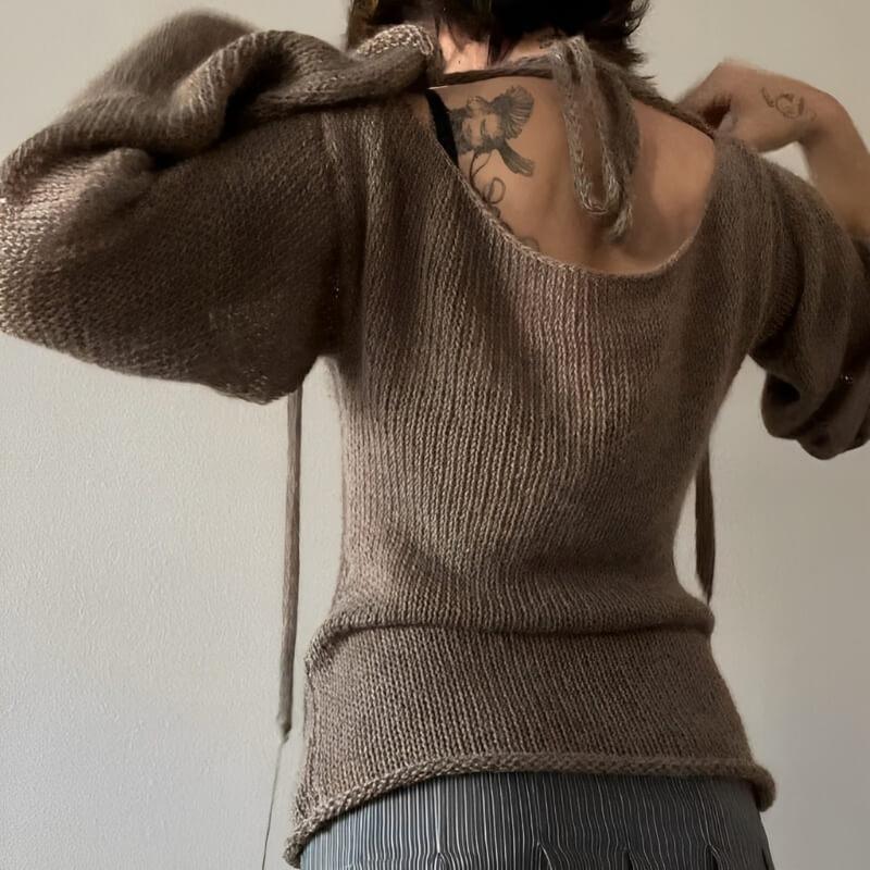 Flare Sleeved Knit Backless Top - Litlookz Studio