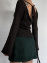 Flare Sleeved Knit Backless Top