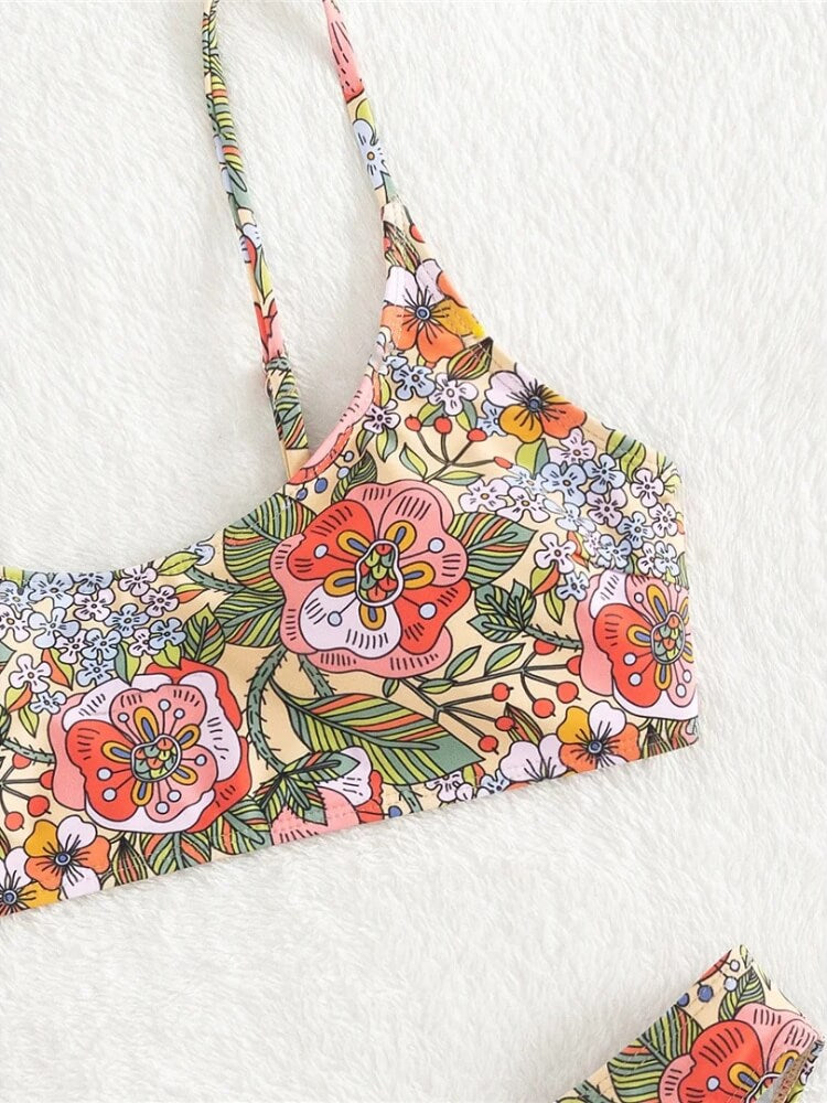 Floral Bralette Bikini Set