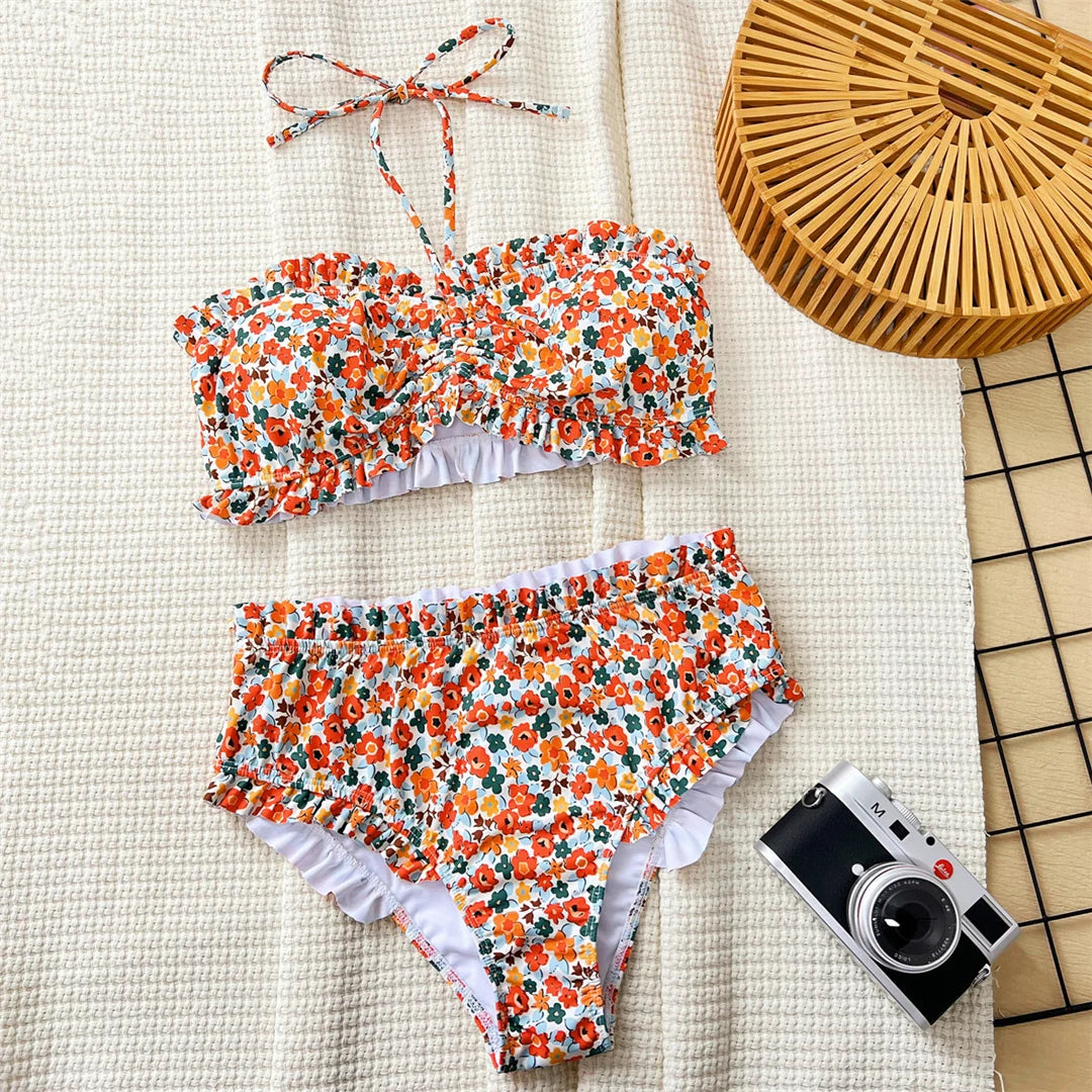 Floral Ruched Bikini Set