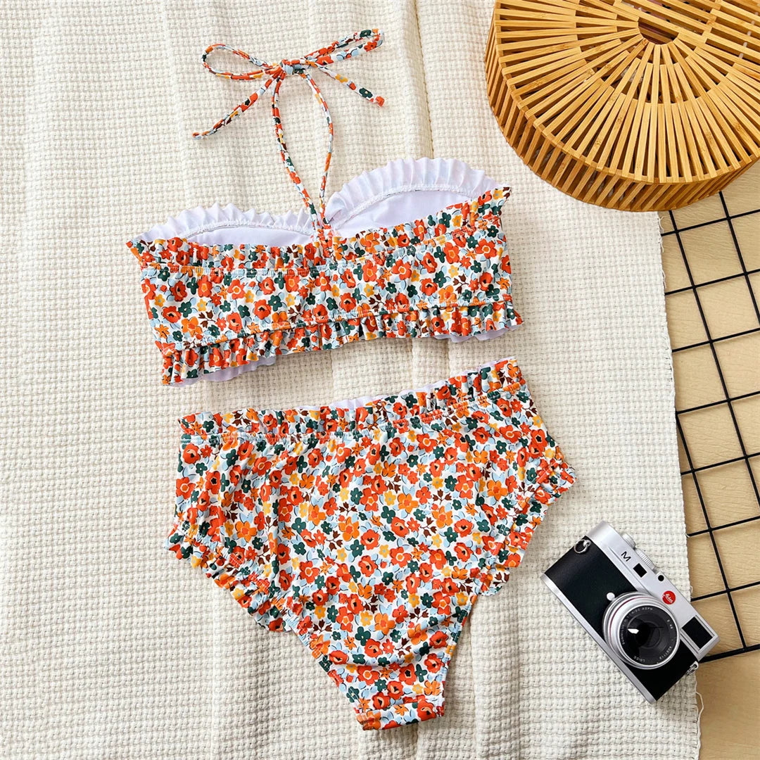 Floral Ruched Bikini Set