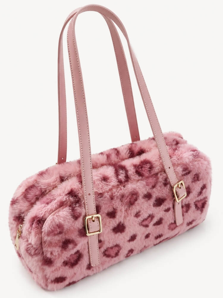Fuzzy Pink Leopard Bag