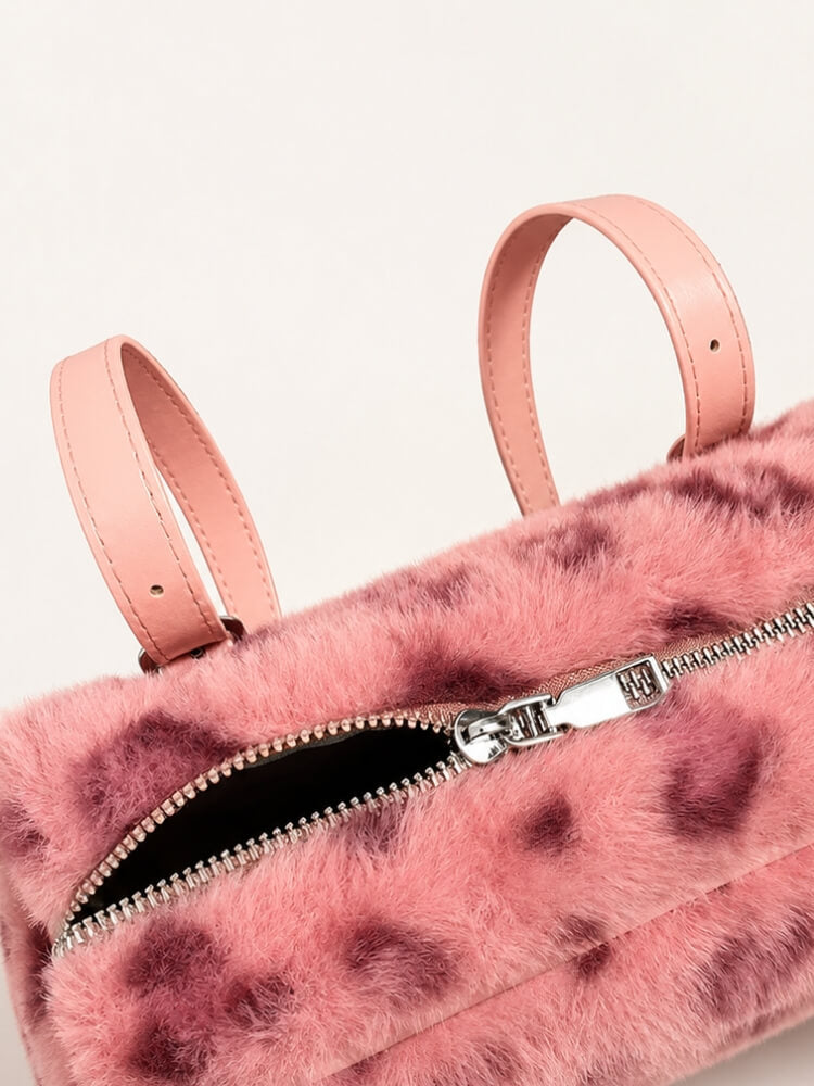 Fuzzy Pink Leopard Bag