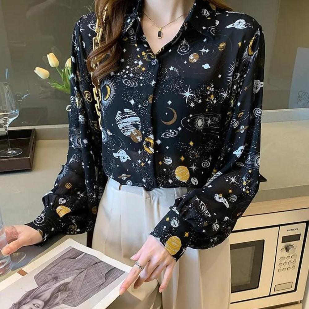 white christmas dresses Galaxy Chiffon Shirt