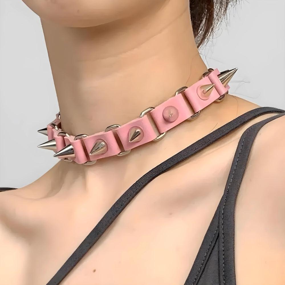 Gothic Choker Pink Spiked Choker Goth Barbed Choker Collar Necklace  Litlookz Studio