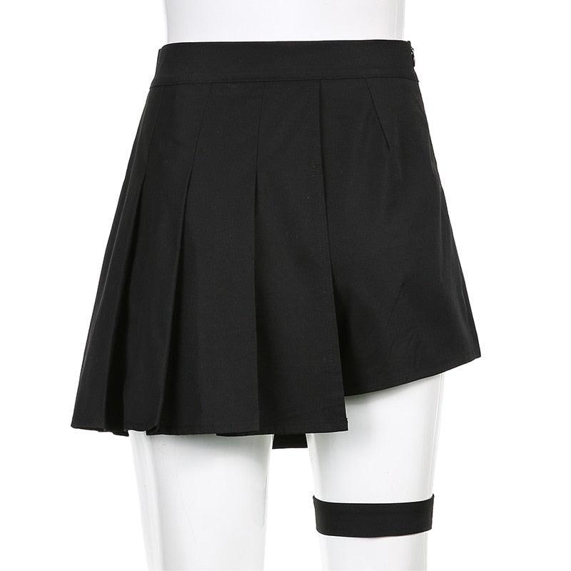 Goth Belt Detail Mini Skirt