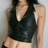 Goth Faux Leather Crop Top
