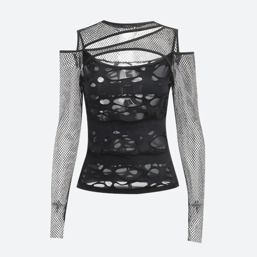 Goth Fishnet Ripped Top - Litlookz Studio