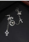 Goth Heart Cross Chain Earrings