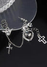 Goth Heart Cross Chain Earrings