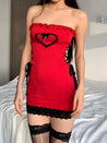 Goth Heart Lace Up Bodycon Mini Dress