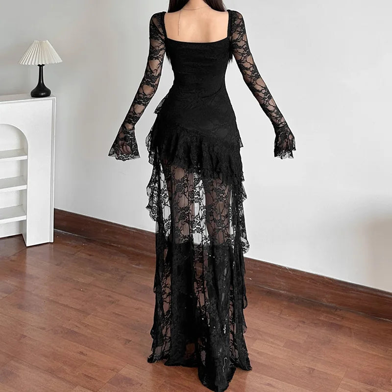 Goth Lace Mullet Mini Dress - Litlookz Studio Goth Lace Mullet Mini Dress - Litlookz Studio