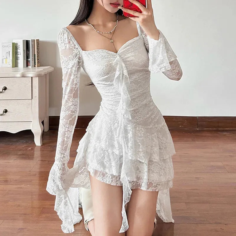 Goth Lace Mullet Mini Dress - Litlookz Studio Goth Lace Mullet Mini Dress - Litlookz Studio