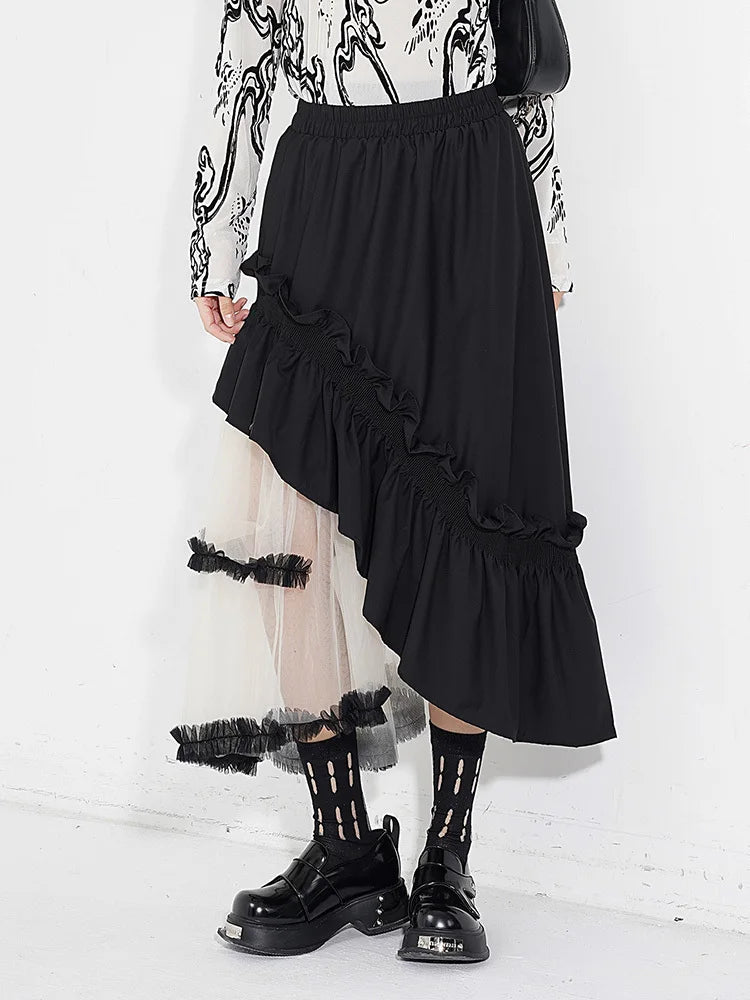 Goth Layered Midi Skirt