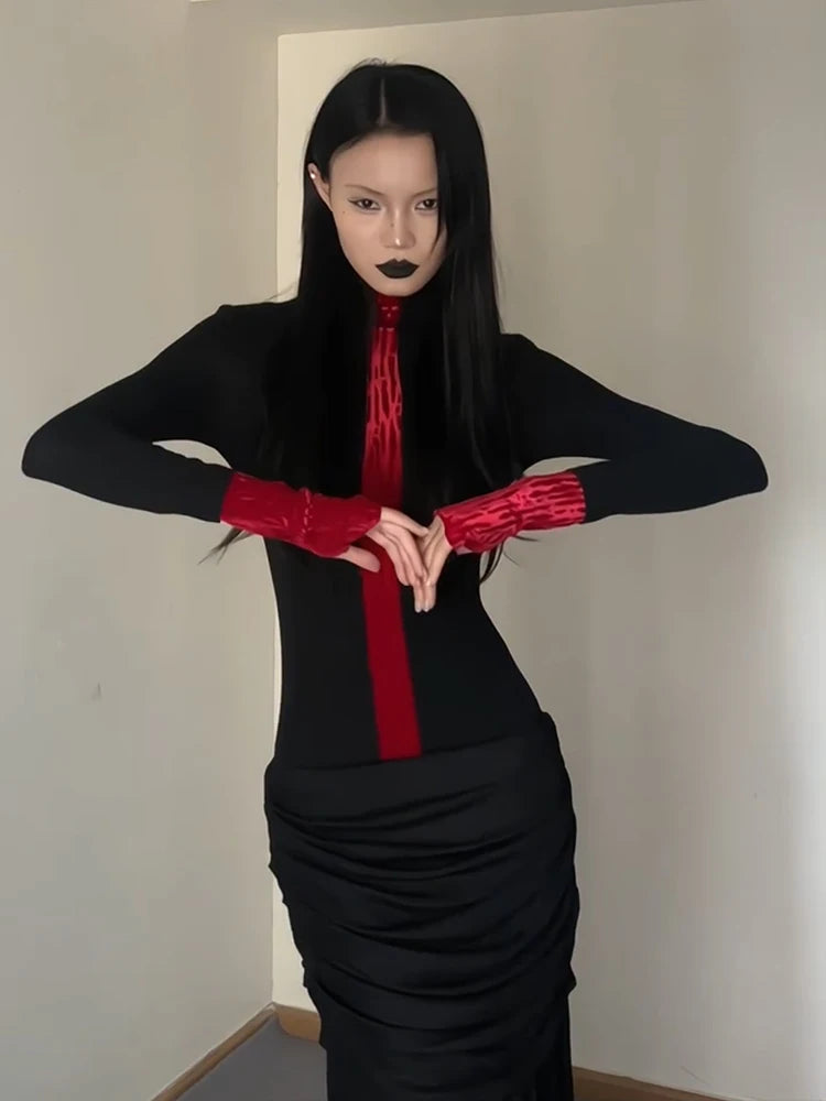 Goth Red Detail Top