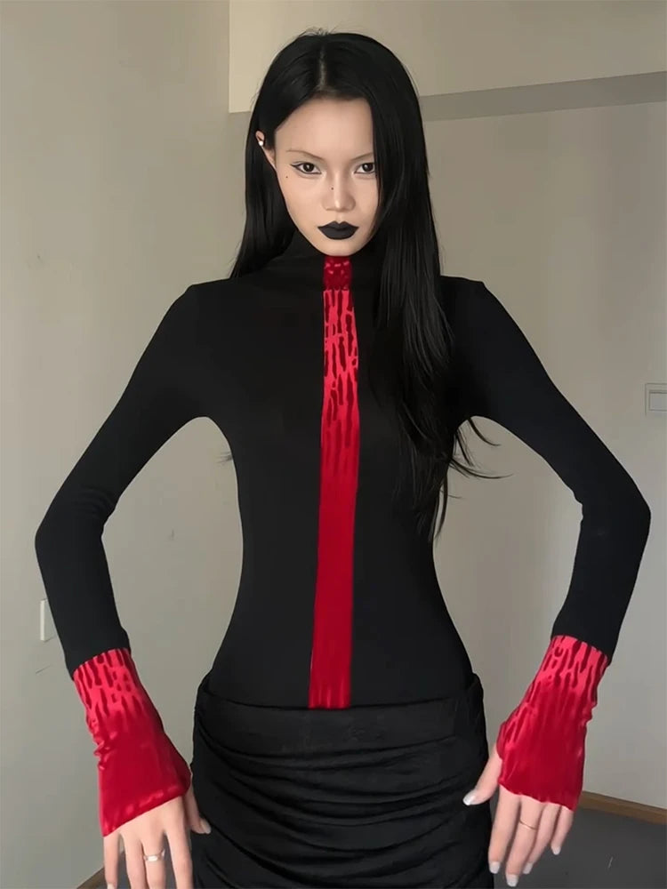 Goth Red Detail Top