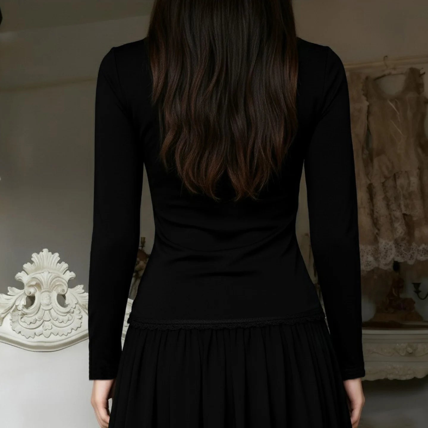 Goth Red Lace Panel Top