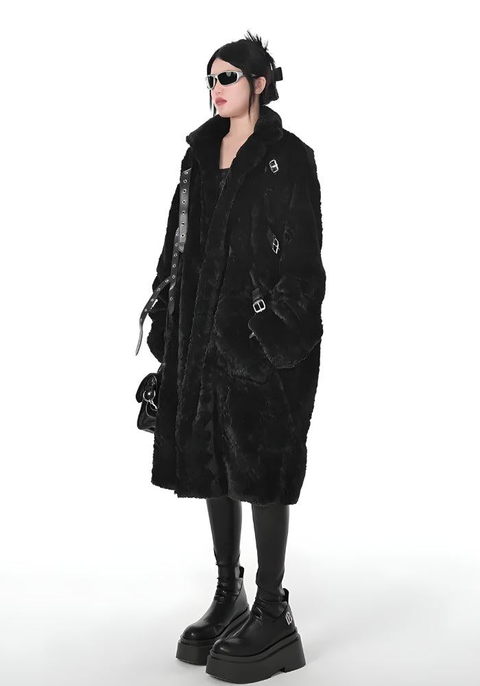 Gothic Faux Fur Fluffy Long Jacket - Litlookz Studio