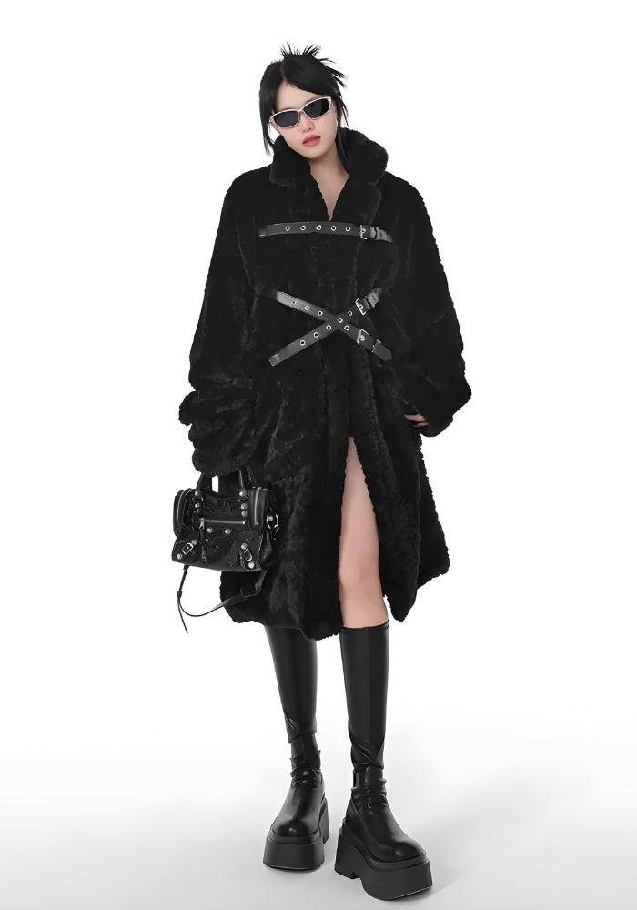 Gothic Faux Fur Fluffy Long Jacket - Litlookz Studio
