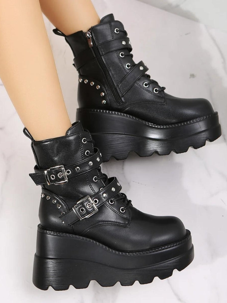 Grunge Belted Platform Boots Litlookz Studio