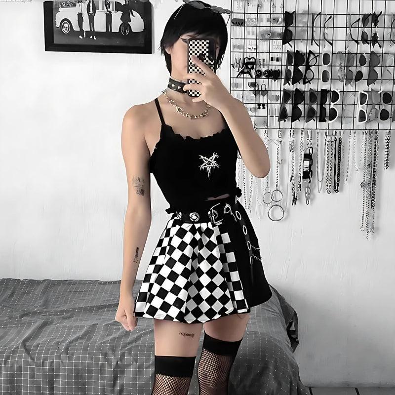 Grunge Checkered Skirt Dress Grunge Plaid Mini Dress MAUVSTUDIO Grunge Checkered Skirt Dress Grunge Plaid Mini Dress MAUVSTUDIO