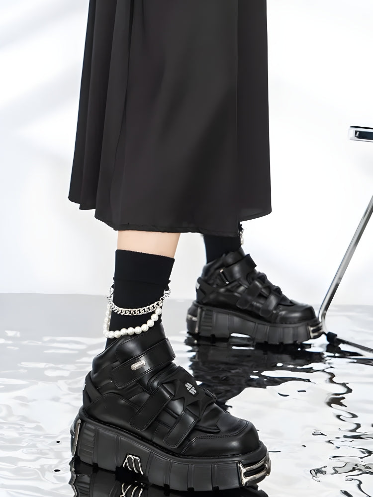 Grunge Chunky Metal Detailed Platform Boots - Litlookz Studio
