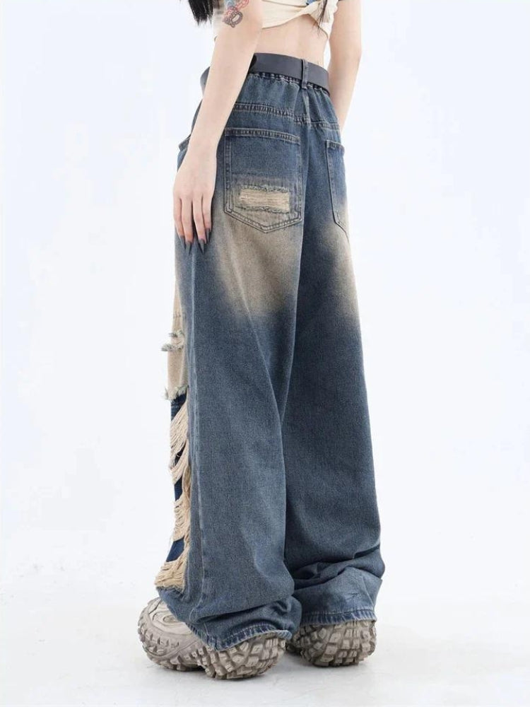 Grunge Dark Wash Distressed Jeans - Litlookz Studio