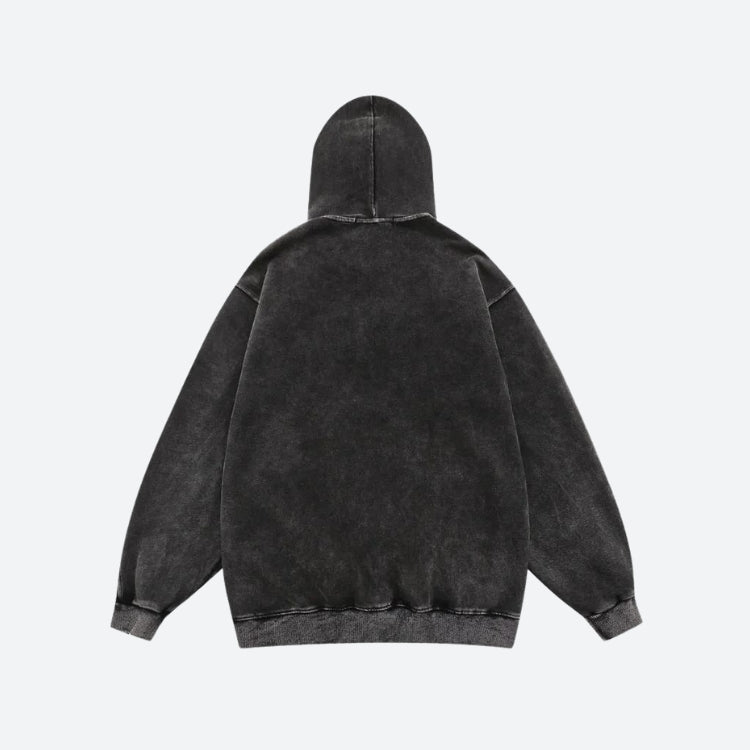 Grunge Dark Washed Embroidered Hoodie - Litlookz Studio