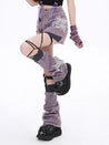 Grunge Denim Mini Skirt & Leg Warmers Two Piece Set