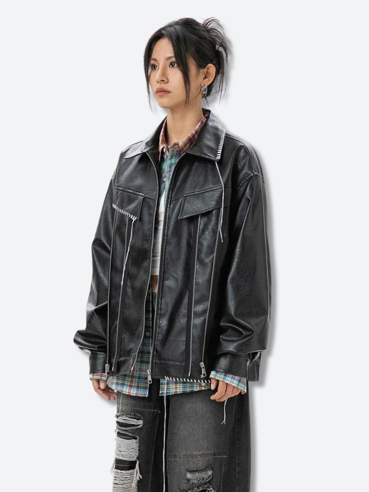 ジャケット・アウター archive grunge leather jacket y2k black archive grunge military jacket y2k black - メルカリ