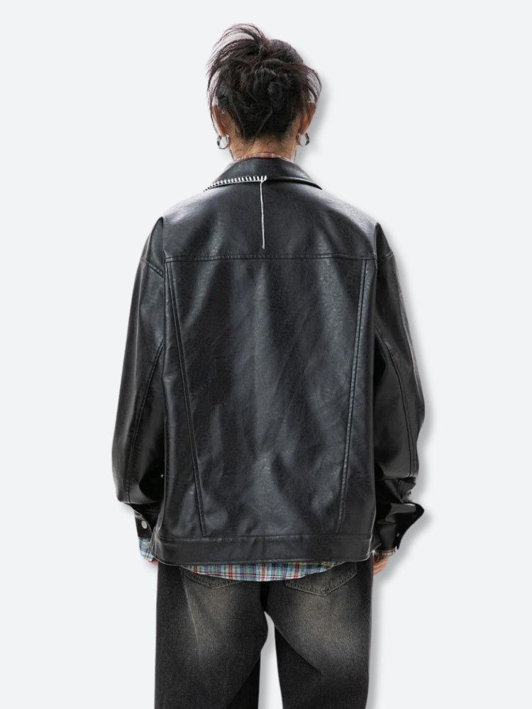 Grunge Faux Leather Jacket - Litlookz Studio