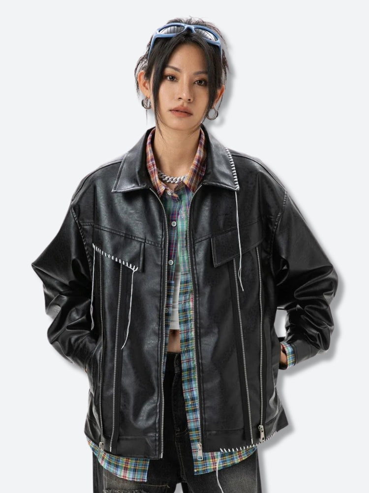 ジャケット・アウター 00's gimmick leather jacket grunge y2k archive平成系grunge y2k vkei gimmick jacket - メルカリ