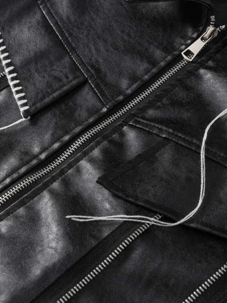 Grunge Faux Leather Jacket - Litlookz Studio