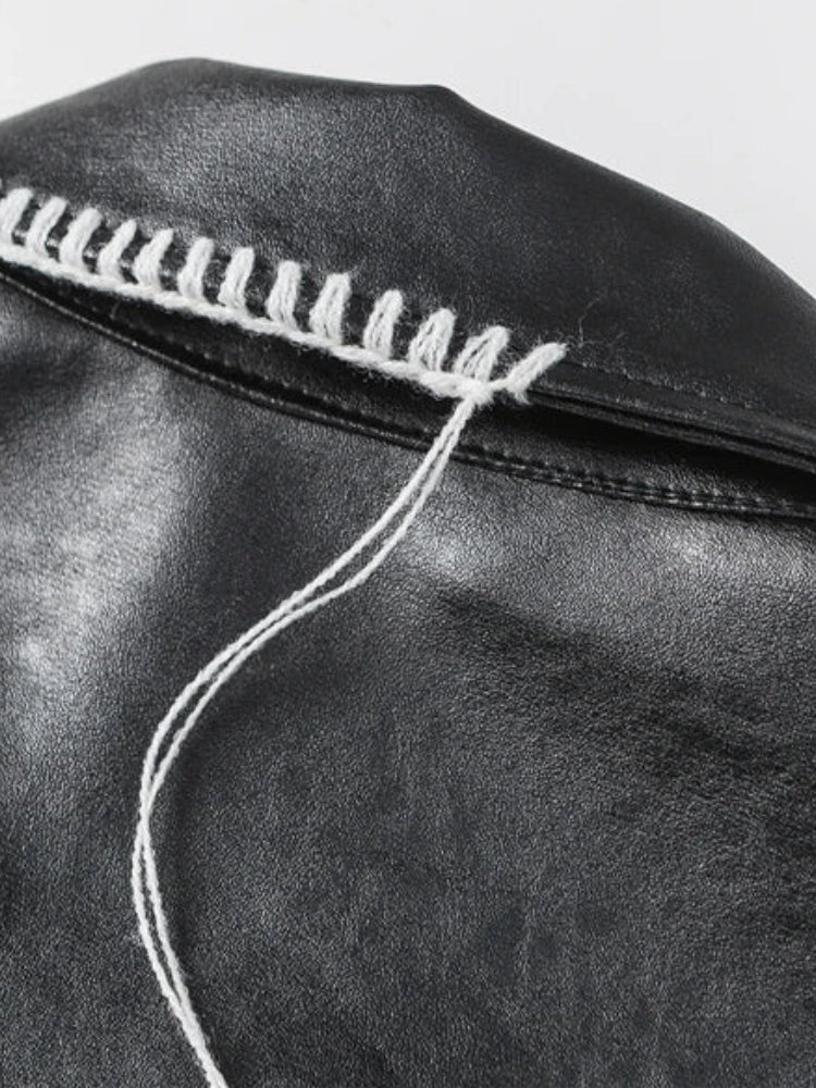 Grunge Faux Leather Jacket - Litlookz Studio