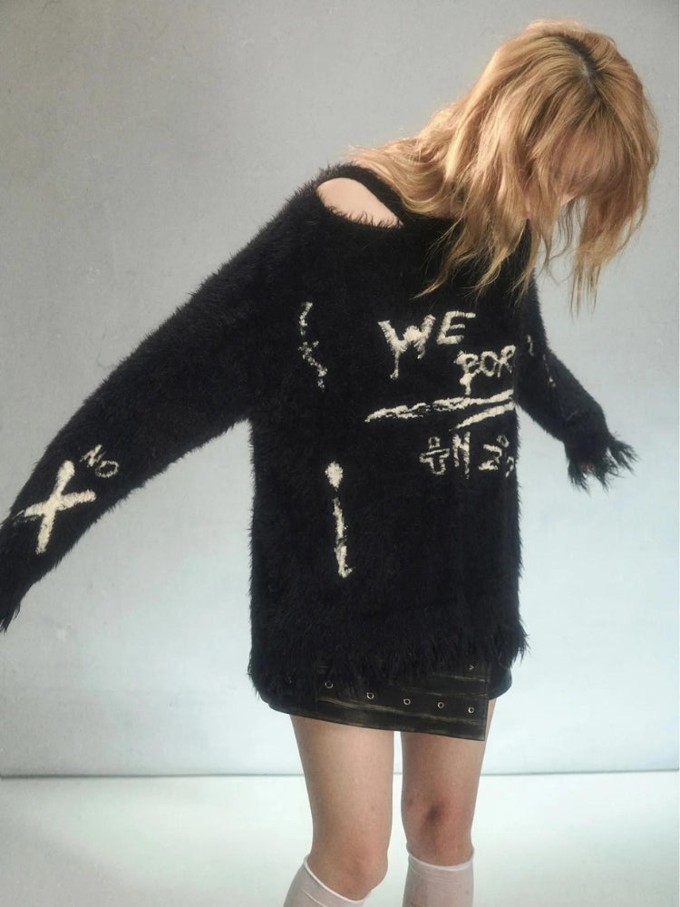 Grunge Fluffy Knitted Sweater