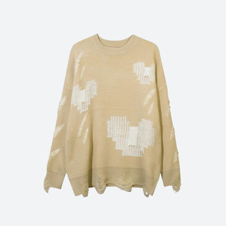 Grunge Pixel Hearts Knitted Sweater