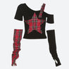 Grunge Plaid Star Patch Top