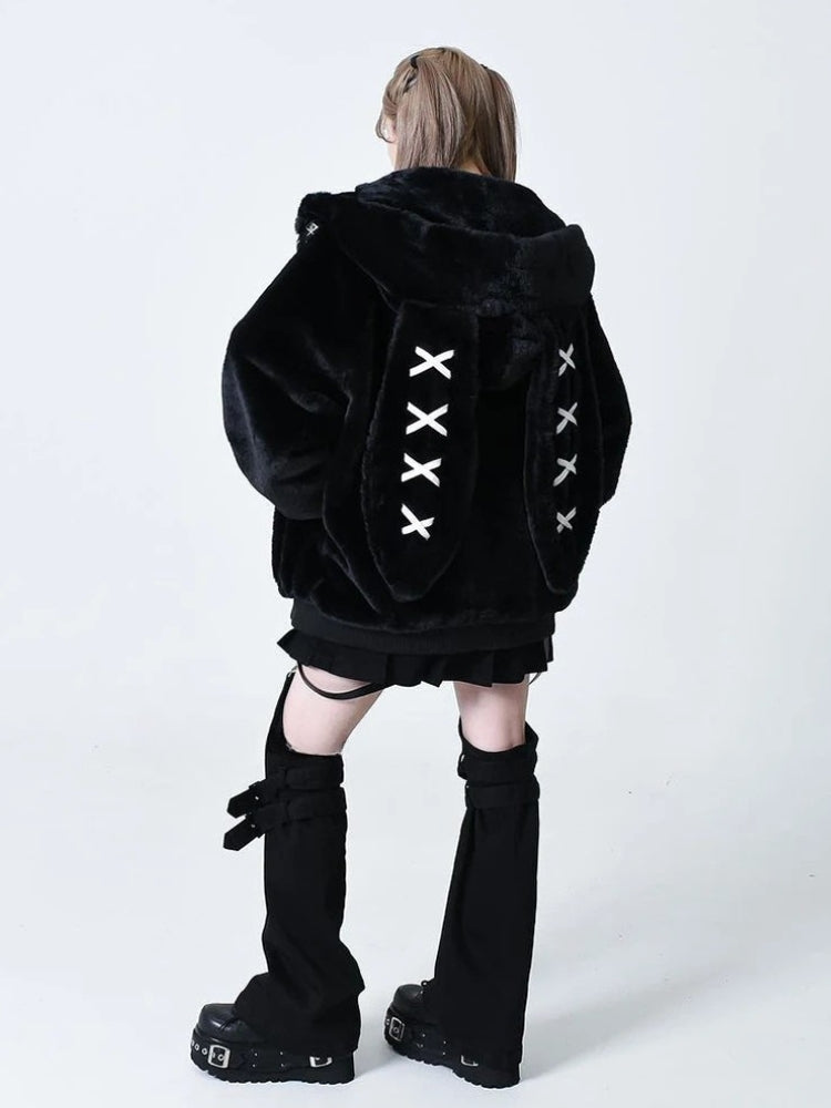Grunge Rabbit Ear Plush Jacket - Litlookz Studio