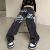 Grunge Skeleton Hand Printed Jeans