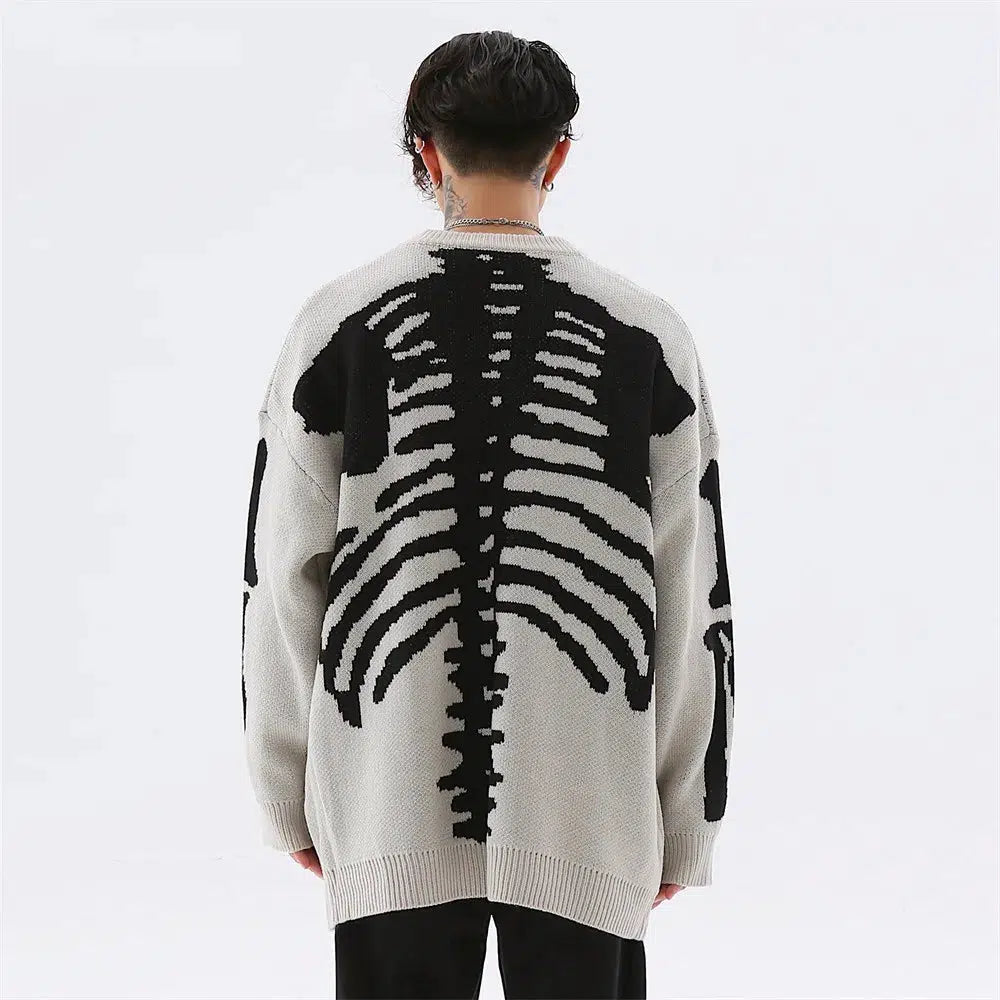 Grunge Skeleton Knitted Sweater