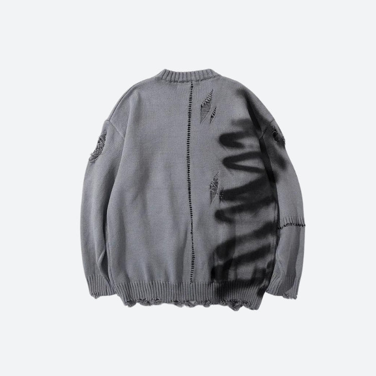 Grunge Spray Paint Distressed Knitted Sweater
